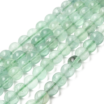 Natural Green Fluorite Beads Strands, Round, 8.5mm, Hole: 1mm, about 46pcs/strand, 15.16''~15.35''(38.5~39cm)