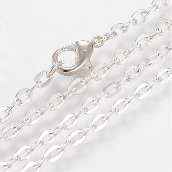 Iron Cable Chains Necklace Making, with Lobster Clasps, Unwelded, Silver Color Plated, 17.7 inch(45cm)