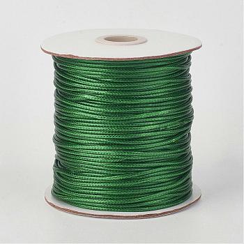 Eco-Friendly Korean Waxed Polyester Cord, Dark Green, 1mm, about 169.51~174.98 Yards(155~160m)/Roll