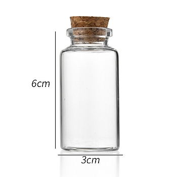 Glass Bottle, with Cork Plug, Wishing Bottle, Column, Clear, 3x6cm, Capacity: 25ml(0.85fl. oz)