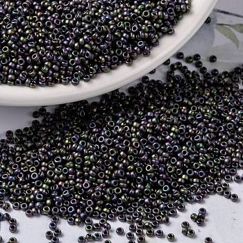 MIYUKI Round Rocailles Beads, Japanese Seed Beads, 15/0, (RR2019) Matte Metallic Eggplant Iris, 1.5mm, Hole: 0.7mm, about 5555pcs/10g