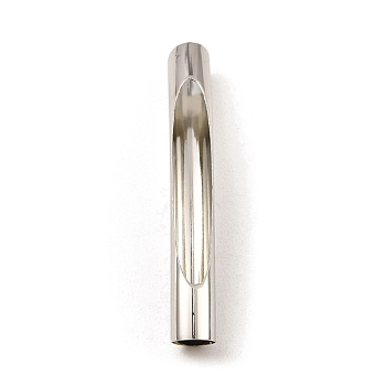Brass Tube Beads, Hollow Curved Tube, Platinum, 46x6mm, Hole: 5.5mm