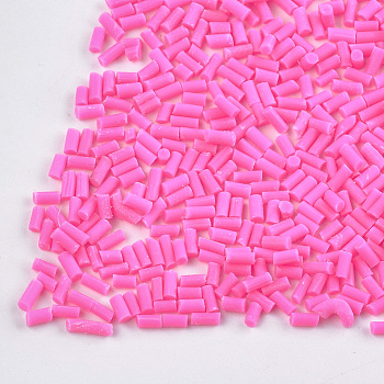 Handmade Polymer Clay Sprinkle Beads, , No Hole, Column, Deep Pink,2x1.5mm