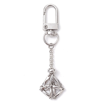304 Stainless Steel Empty Stone Holder Chain Pouch Pendant Decorations, with Alloy Swivel Clasps, Stainless Steel Color, 79mm