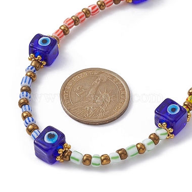 Evil Eye Lampwork & Glass Seed Beaded Necklace for Women(NJEW-JN04390)-4
