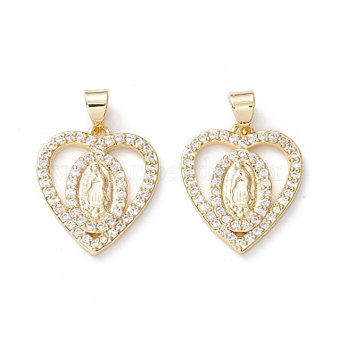 Real 18K Gold Plated Clear Heart Brass+Cubic Zirconia Pendants