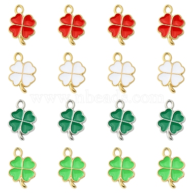 Mixed Color Mixed Color Clover Alloy+Enamel Pendants