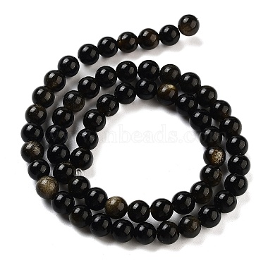 Natural Golden Sheen Obsidian Beads Strands(G-C068-6mm-9)-4