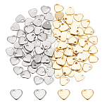 304 Stainless Steel Charms, Stamping Blank Tag, Heart, Mixed Color, 5x6x1mm, Hole: 1mm, 2 Colors, 50pcs/color, 100pcs/box(STAS-UN0003-87)