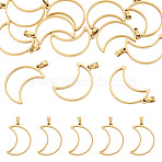 12Pcs 304 Stainless Steel Open Back Bezel Pendants, For DIY UV Resin, Epoxy Resin, Real 18K Gold Plated, Moon, 35x25x3mm, Hole: 8x4mm(STAS-TA0006-50A)
