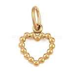 Valentine's Day 304 Stainless Steel Charms, Cut-Out, Heart with Beaded Edge Charms, Golden, 12x10x2mm, Hole: 5x3mm(STAS-F361-02G)