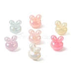 Opaque Acrylic European Beads, AB Color Plated, Rabbit Head, Large Hole Bead, Mixed Color, 14.5x13x12mm, Hole: 4mm, about 568 pcs/500g(OACR-G058-04)