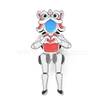 Kung Fu Lion Robot Enamel Pins, Alloy Lapel Pin Backs for Backpack Clothes, Platinum, Red, 37.5x18mm(JEWB-F047-01A-P)