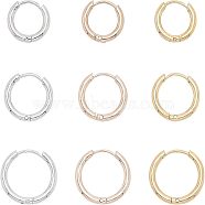 CHGCRAFT 304 Stainless Steel Hoop Earrings, Manual Polishing Huggie Earrings, Mixed Color, 12 Gauge, 12~16x2mm, Pin: 0.8mm(±0.1mm), Inner Diameter: 8~12mm, 9pairs/box(EJEW-CA0001-02)