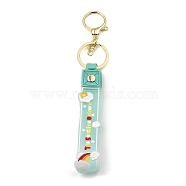 Cloud PVC Rope Keychains, with Zinc Alloy Finding, for Bag Quicksand Bottle Pendant Decoration, Turquoise, 17.5cm(KEYC-B015-02LG-01)