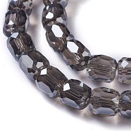 Electroplate Glass Beads, Pearl Luster Plated, Faceted Barrel, Black, 10x10mm, Hole: 1mm(X-GLAA-F108-13A-03)