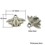 Tibetan Style Alloy Pendants, Cadmium Free & Lead Free, Bees, Antique Silver, 16.5x21.5x3mm, Hole: 2mm(X-TIBEP-S018-AS-LF)
