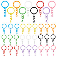 Elite 36Pcs 9 Colors Spray Painted Iron Keychain Swivel Clasps, with Lobster Claw Clasps, Mixed Color, 66.5mm, 4pcs/color(FIND-AR0004-01)