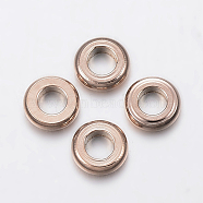 Ion Plating(IP) 304 Stainless Steel Spacer Beads, Donut, Rose Gold, 4x1mm, Hole: 2mm(STAS-F136-03RG)
