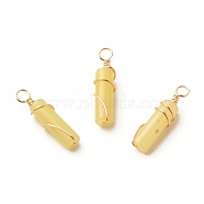 Natural Lemon Jade Pendants, with Light Gold Tone Eco-Friendly Copper Wire Wrapped, Column, 20~21x5~5.5mm, Hole: 2.3~2.8mm(PALLOY-JF01453-08)