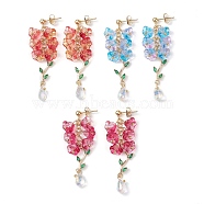3 Pairs 3 Color Flower of Life Glass Dangle Stud Earrings, Cluster Earrings, Mixed Color, 56mm, 1 Pair/color(EJEW-TA00350)