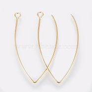 304 Stainless Steel Earring Hooks, Ear Wire, with Horizontal Loop, Golden, 41x22x0.8mm, Hole: 2.5mm, 20 Gauge, Pin: 0.8mm(STAS-K184-05-01G)