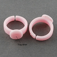 Adjustable Colorful Acrylic Ring Components, for Kids, Pink, 14mm, Tray: 9mm(X-SACR-R740)
