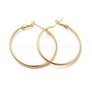 Rack Plating Brass Huggie Hoop Earrings, Long-Lasting Plated Jewelry for Women, Cadmium Free & Lead Free, Real 18K Gold Plated, 40x3mm, Pin: 1mm(EJEW-P226-18A-G)