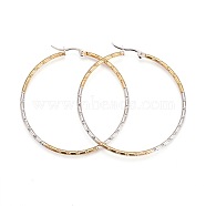 304 Stainless Steel Big Hoop Earrings, Hypoallergenic Earrings, Ring, Golden & Stainless Steel Color, 12 Gauge, 51x49x2mm, Pin: 1mm(EJEW-F188-14GP)