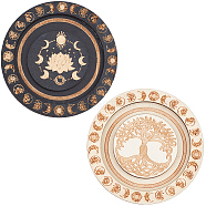 2Pcs 2 Colors Round Wood Bracelet Display Trays, Printed Moon Bracelet Tray Ornaments, for Home Decoration, Mixed Color, 9.55x0.9cm, Notch: 1.3cm, 1pc/color(AJEW-CN0001-72)