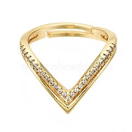 Adjustable Brass Micro Pave Clear Cubic Zirconia Finger Rings, Nickel Free, Real 16K Gold Plated, Inner Diameter: 17mm(RJEW-S044-140-NF)