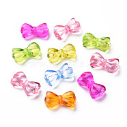 Transparent Acrylic Beads, Bowknot, Mixed Color, 10.5x18.5x5mm, Hole: 1.8mm, about 720pcs/500g(MACR-N013-015)