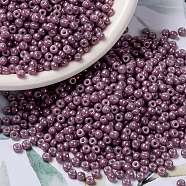 MIYUKI Round Rocailles Beads, Japanese Seed Beads, 8/0, (RR1867) Opaque Dark Orchid Luster, 8/0, 3mm, Hole: 1mm, about 2111~2277pcs/50g(SEED-X0055-RR1867)