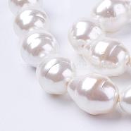 Shell Pearl Beads Strands, Teardrop with Helmix, White, 22~23x17~18mm, Hole: 2mm, about 17pcs/strand, 15.15 inch(BSHE-L035-A02)