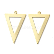 Brass Pendants, Cadmium Free & Lead Free, Inverted Triangle Charms, Real 24K Gold Plated, 27.5x18x1mm, Hole: 1.2mm(KK-F880-08G)