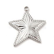 304 Stainless Steel Pendants, Star Charms, Stainless Steel Color, 19.5x18x2mm, Hole: 1.5mm(STAS-P312-14P)