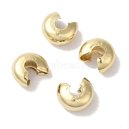 Brass Crimp Bead Cover, Lead Free & Cadmium Free, Real 24K Gold Plated, 8x4mm, Hole: 2.5mm(KK-K383-07A-G)