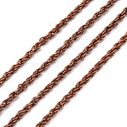 Iron Rope Chains, Unwelded,  Red Copper Color, with Spool, Link:3mm, wire: 0.6mm thick, about 328.08 Feet(100m)/roll(CHP002Y-R)