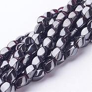Non-Magnetic Synthetic Hematite Beads Strands, Twist Oval, 8x5mm, Hole: 1mm(G-E001-4-8x5mm)