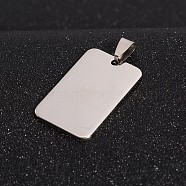 Rectangle 201 Stainless Steel Tag Pendants, Stainless Steel Color, 36x22.5x1.5mm, Hole: 4x9mm(X-STAS-I032-120)