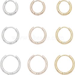 CHGCRAFT 304 Stainless Steel Hoop Earrings, Manual Polishing Huggie Earrings, Mixed Color, 12 Gauge, 12~16x2mm, Pin: 0.8mm(±0.1mm), Inner Diameter: 8~12mm, 9pairs/box(EJEW-CA0001-02)