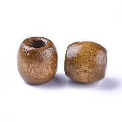 Dyed Natural Wood Beads, Barrel, Lead Free, Coconut Brown, 16x16~17mm, Hole: 8mm(X-WOOD-Q007-16mm-02-LF)