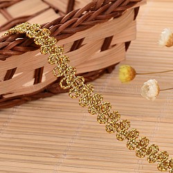 Lace Trim Nylon Ribbon for Jewelry Making, Gold, 3/8 inch(9mm), about 50yards/roll(45.72m/roll)(ORIB-L005-49)