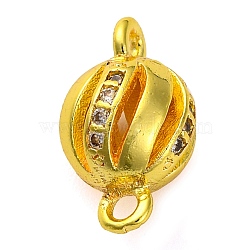 Brass Micro Pave Clear Cubic Zirconia Connector Charms, Hollow Round Links, Lead Free & Cadmium Free, Golden, 13x7.5mm, Hole: 1.6mm(KK-A230-06D-G)