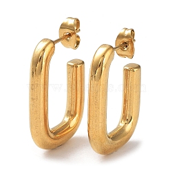 Ion Plating(IP) 304 Stainless Steel Rectangle Ear Studs for Women, Real 18K Gold Plated, 26x4mm(X-EJEW-P234-04G)