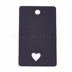Paper Price Tags, Hang Tags, for Jewelry Display, Arts and Crafts, Wedding Christmas, Rectangle with Heart, Black, 50x30x0.4mm, Hole: 4mm(CDIS-E009-02B)