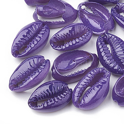 Cowrie Shell Beads, Spray Painted, Dark Violet, 15~18x11~12x5~7mm(SHEL-T007-74B)