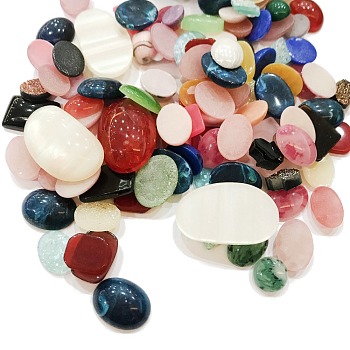 Acrylic & Glass Cabochons, Mixed Shapes, Mixed Color, 8~35x6~21x3~9mm, 1000g/bag