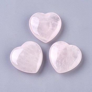 Natural Rose Quartz Cabochons, Heart, 25x25x7.5~11mm