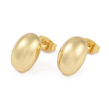 201 Stainless Steel Oval Stud Earrings, with 304 Stainless Steel Pin, Golden, 13.5x8.5mm